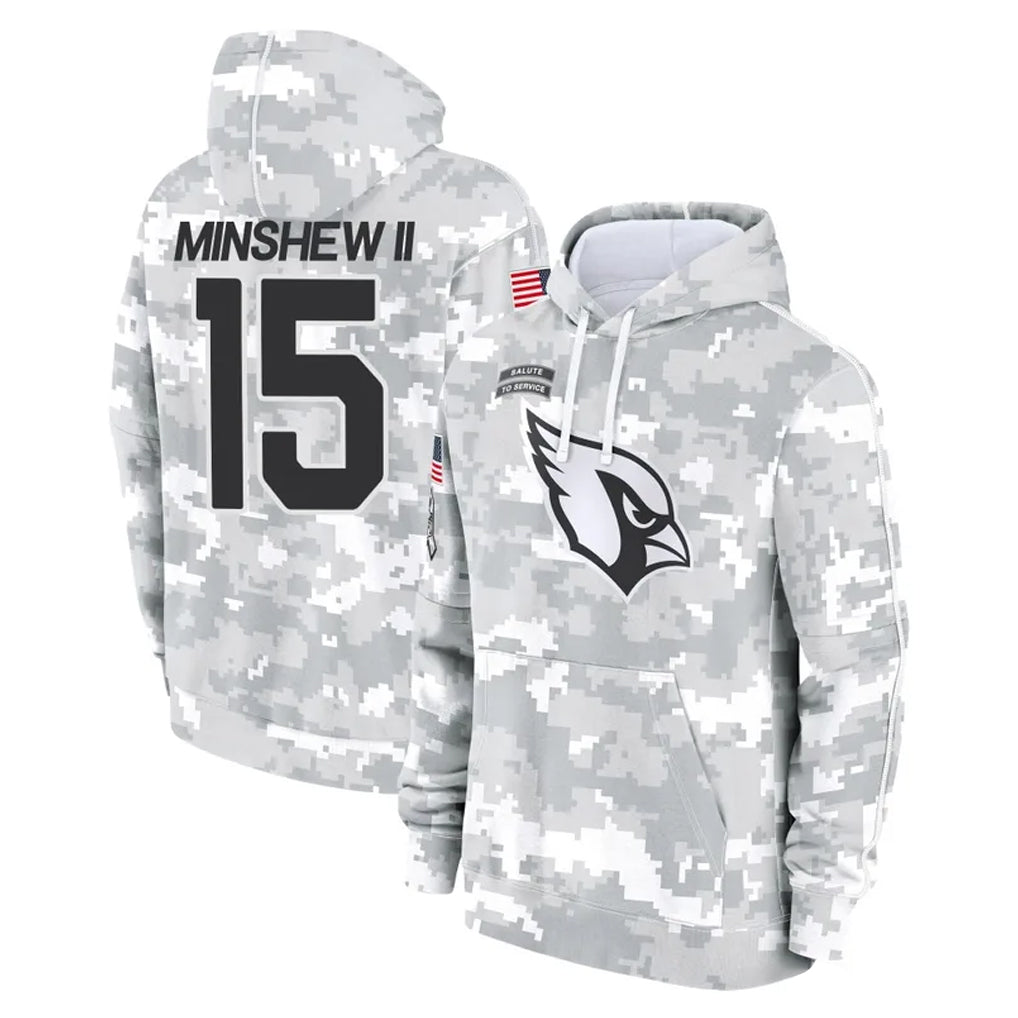 Ncoe A.Cardinals #15 Gardner Minshew II Player Arctic Camo Limited Salute to Service Pullover Hoodies Game Stitched Jerseys