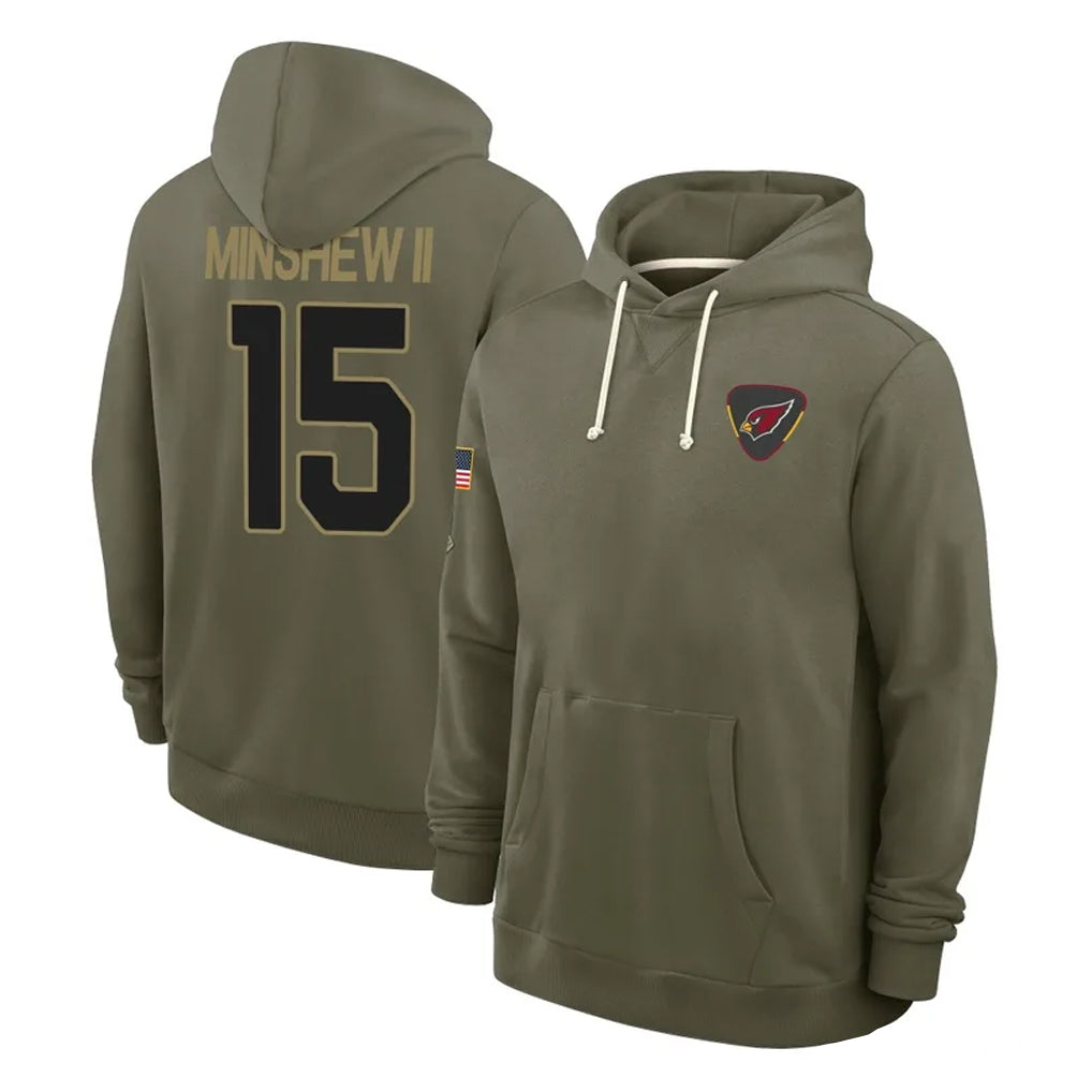 Ncoe A.Cardinals #15 Gardner Minshew II Player Olive Salute to Service Pullover Hoodies Limited Stitched Jerseys