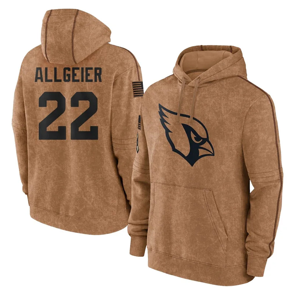 Ncoe A.Cardinals #22 Tyler Allgeier Player Brown Limited Salute to Service Pullover Hoodies Game Stitched Jerseys