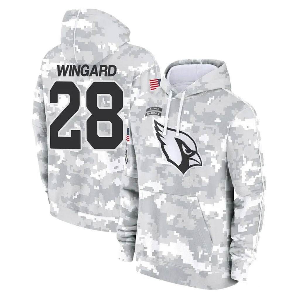 Ncoe A.Cardinals #28 Andrew Wingard Player Arctic Camo Limited Salute to Service Pullover Hoodies Game Stitched Jerseys