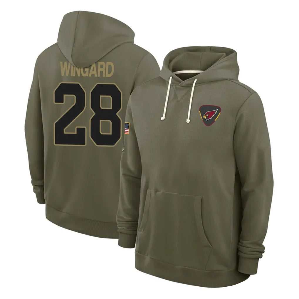 Ncoe A.Cardinals #28 Andrew Wingard Player Olive Salute to Service Pullover Hoodies Limited Stitched Jerseys
