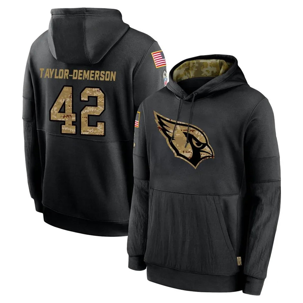 Ncoe A.Cardinals #42 Dadrion Taylor-Demerson Player Black Salute to Service Sideline Performance Pullover Hoodies Home Game Stitched Jerseys