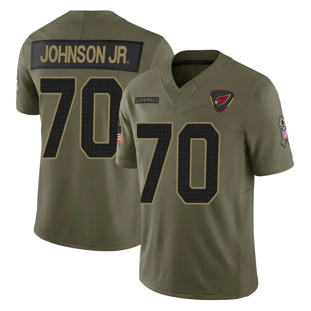 Ncoe A.Cardinals #70 Paris Johnson Jr. Player Olive 2025 Salute To Service Limited Home Game Stitched Jerseys