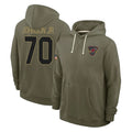 Ncoe A.Cardinals #70 Paris Johnson Jr. Player Olive Salute to Service Pullover Hoodies Limited Stitched Jerseys