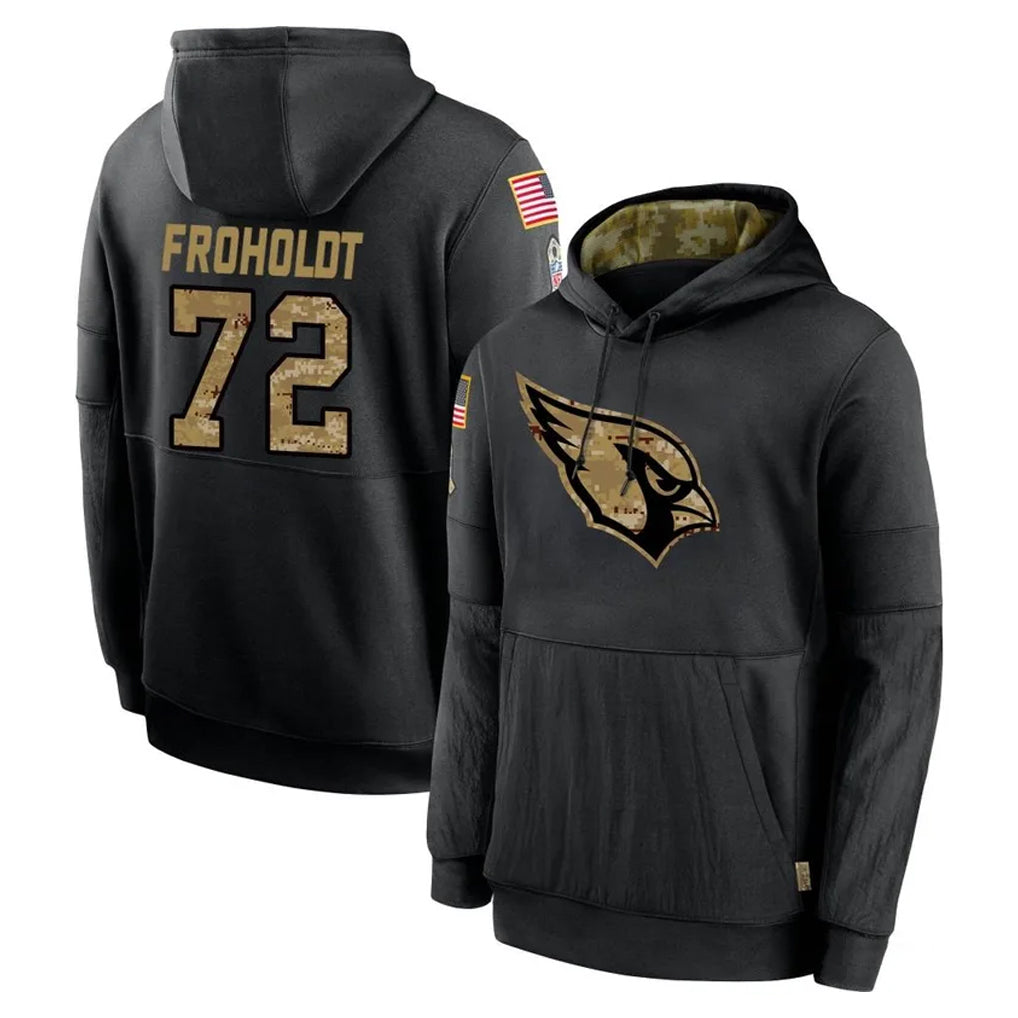 Ncoe A.Cardinals #72 Hjalte Froholdt Player Black Salute to Service Sideline Performance Pullover Hoodies Home Game Stitched Jerseys