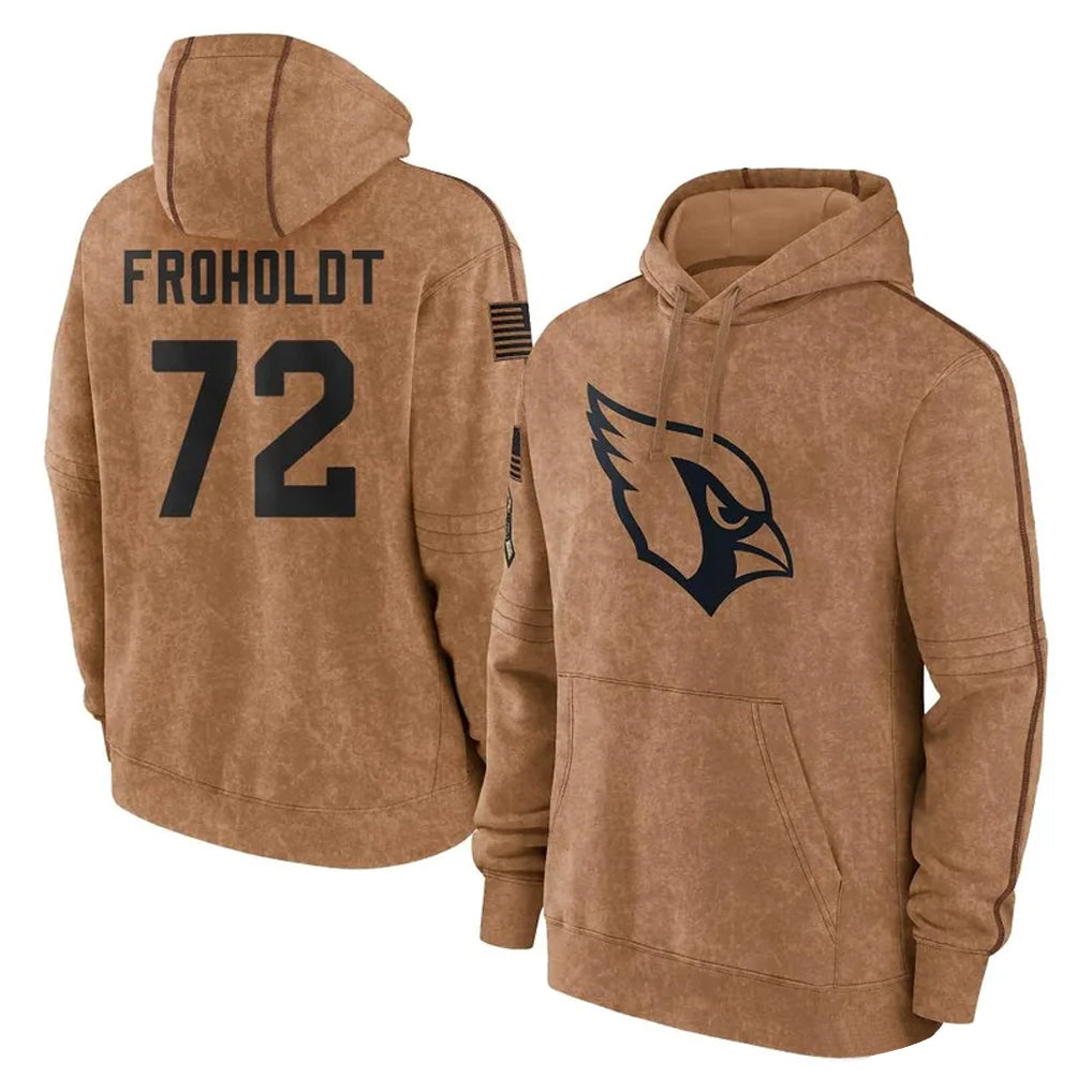 Ncoe A.Cardinals #72 Hjalte Froholdt Player Brown Limited Salute to Service Pullover Hoodies Game Stitched Jerseys
