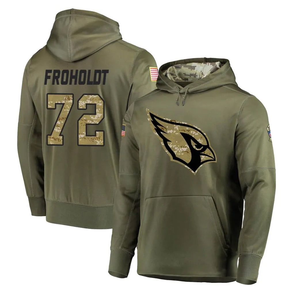 Ncoe A.Cardinals #72 Hjalte Froholdt Player Olive Salute to Service Pullover Hoodie Home Game Stitched Jerseys