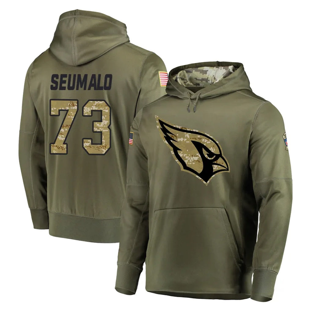 Ncoe A.Cardinals #73 Isaac Seumalo Player Olive Salute to Service Pullover Hoodie Home Game Stitched Jerseys