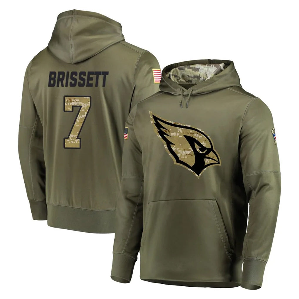 Ncoe A.Cardinals #7 Jacoby Brissett Player Olive Salute to Service Pullover Hoodie Home Game Stitched Jerseys