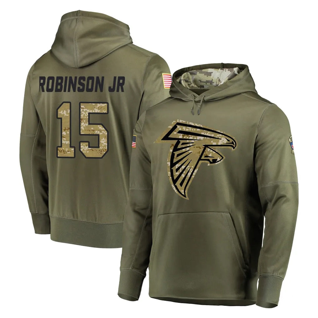 Ncoe A.Falcons #15 Brian Robinson Player Olive Salute to Service Hoodies Stitched Jerseys