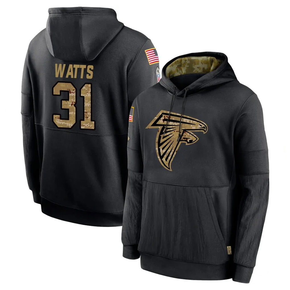 Ncoe A.Falcons #31 Xavier Watts Player Black Salute to Service Hoodies Game Stitched Jerseys