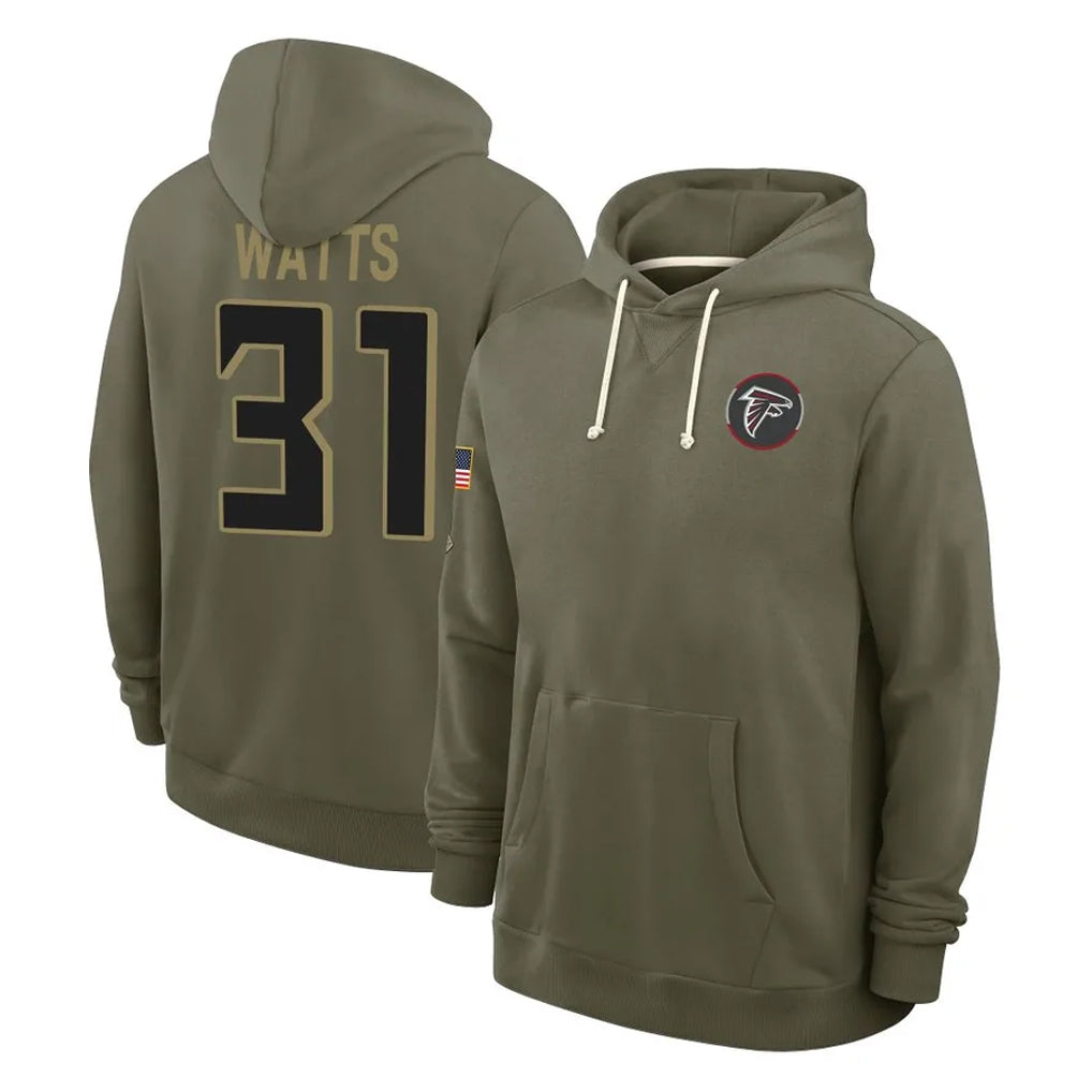 Ncoe A.Falcons #31 Xavier Watts Player Olive 2025 Salute to Service Hoodies Stitched Jerseys