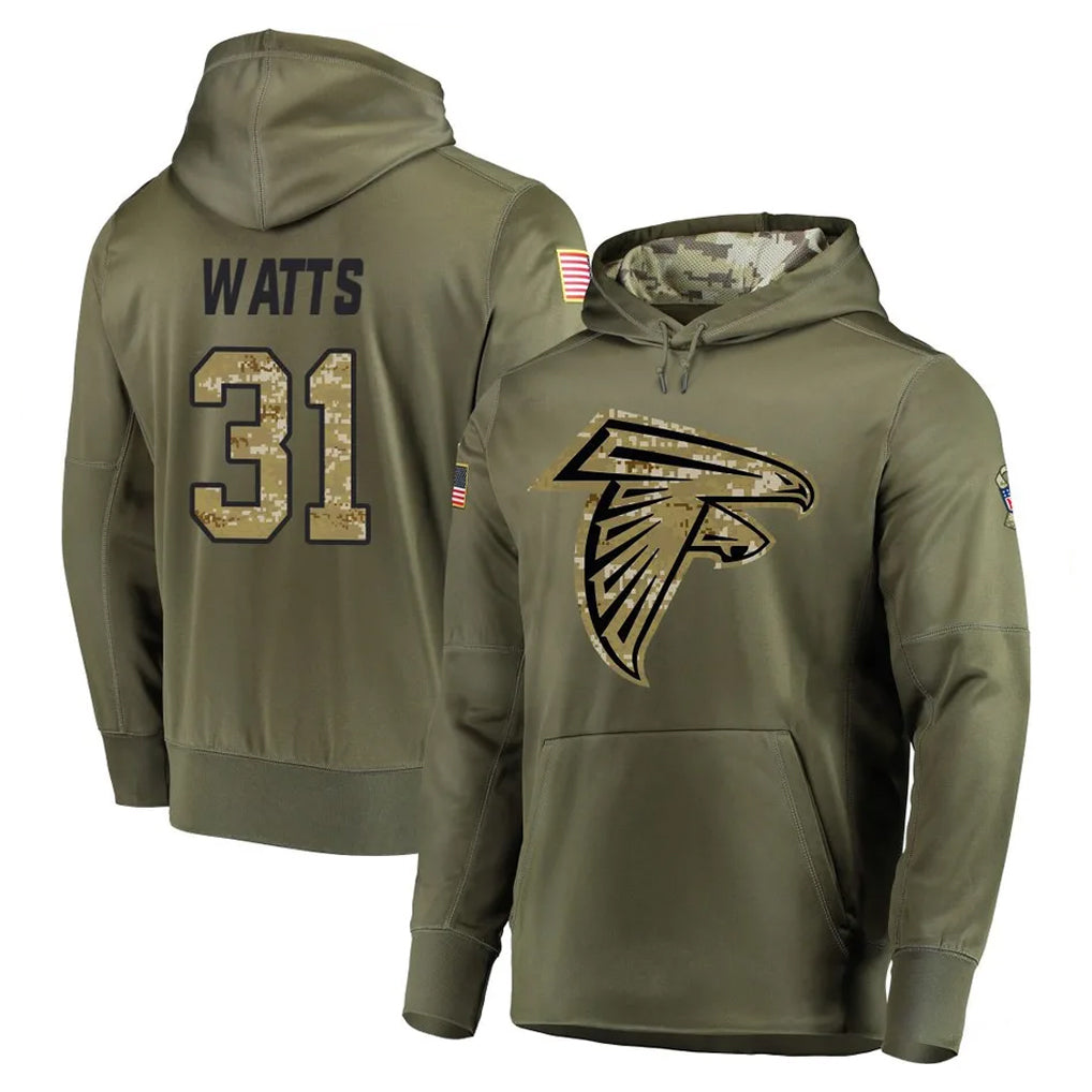 Ncoe A.Falcons #31 Xavier Watts Player Olive Salute to Service Hoodies Stitched Jerseys