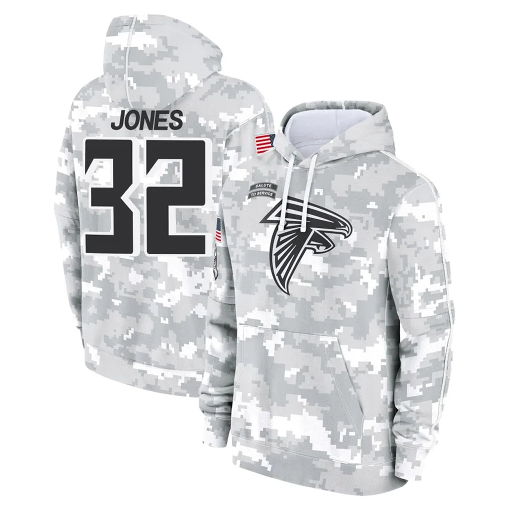 Ncoe A.Falcons #32 Cash Jones Player Camo Arctic Salute to Service Hoodies Limited Stitched Jerseys