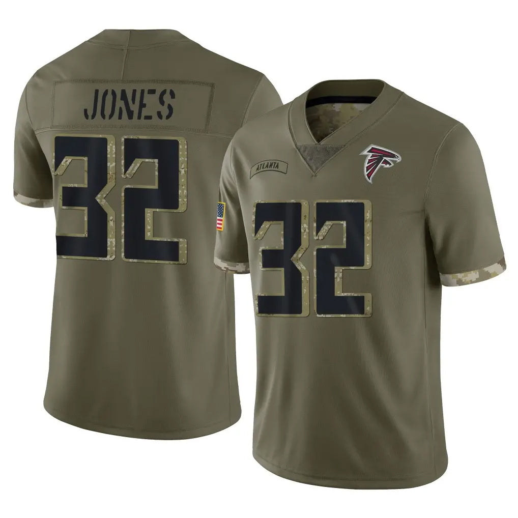 Ncoe A.Falcons #32 Cash Jones Player Olive Salute To Service Limited Stitched Jerseys