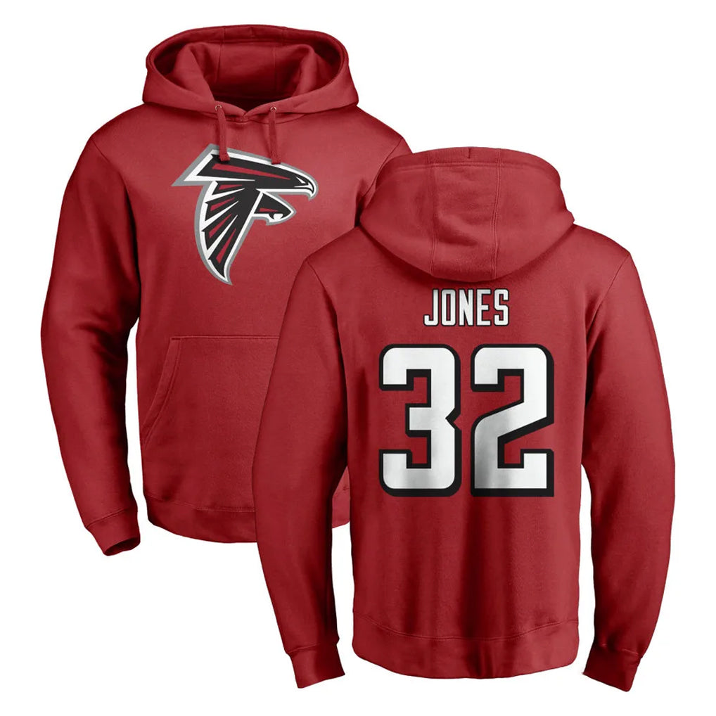 Ncoe A.Falcons #32 Cash Jones Player Red Pullover Hoodies Home Game Stitched Jerseys