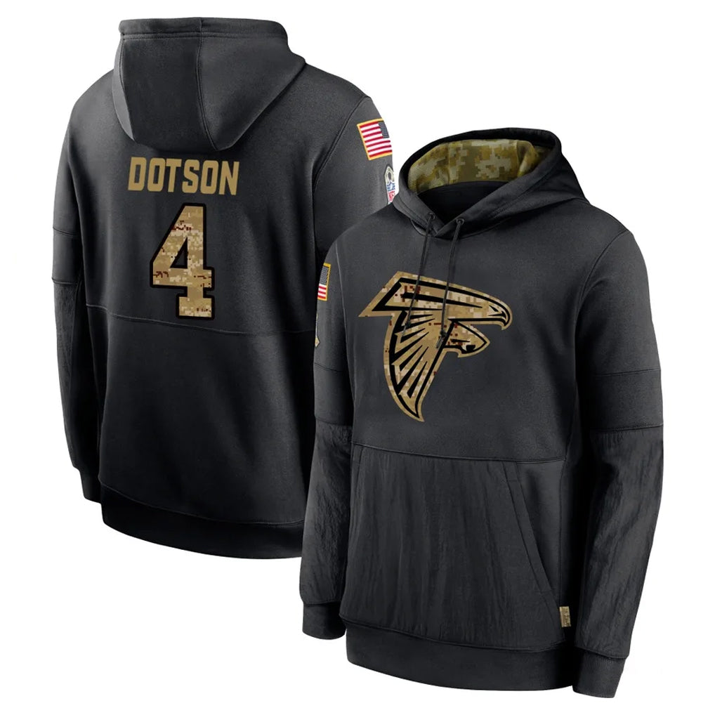 Ncoe A.Falcons #4 Jahan Dotson Player Black Salute to Service Hoodies Game Stitched Jerseys