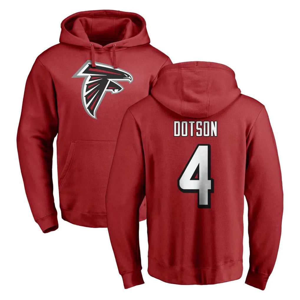 Ncoe A.Falcons #4 Jahan Dotson Player Red Pullover Hoodies Home Game Stitched Jerseys