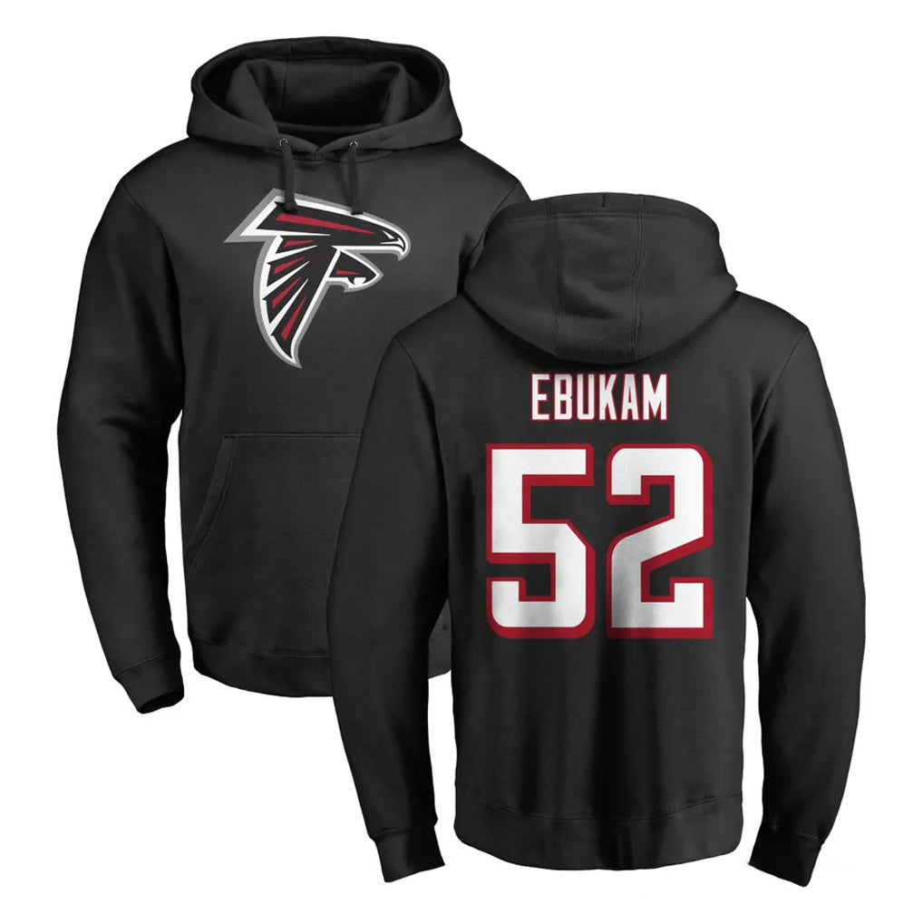 Ncoe A.Falcons #52 Samson Ebukam Player Black LOGO Pullover Hoodies Home Game Stitched Jerseys