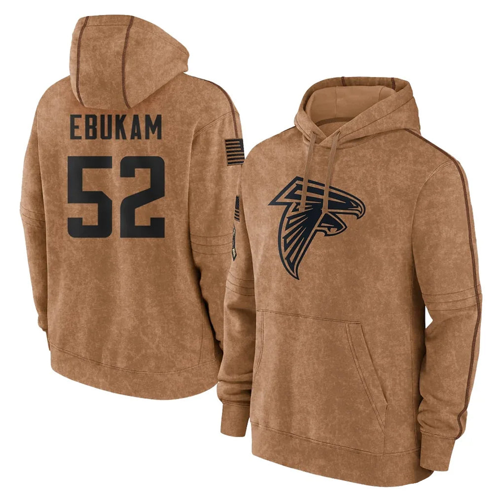 Ncoe A.Falcons #52 Samson Ebukam Player Brown Salute to Service Club Fleece Hoodie Stitched Jerseys