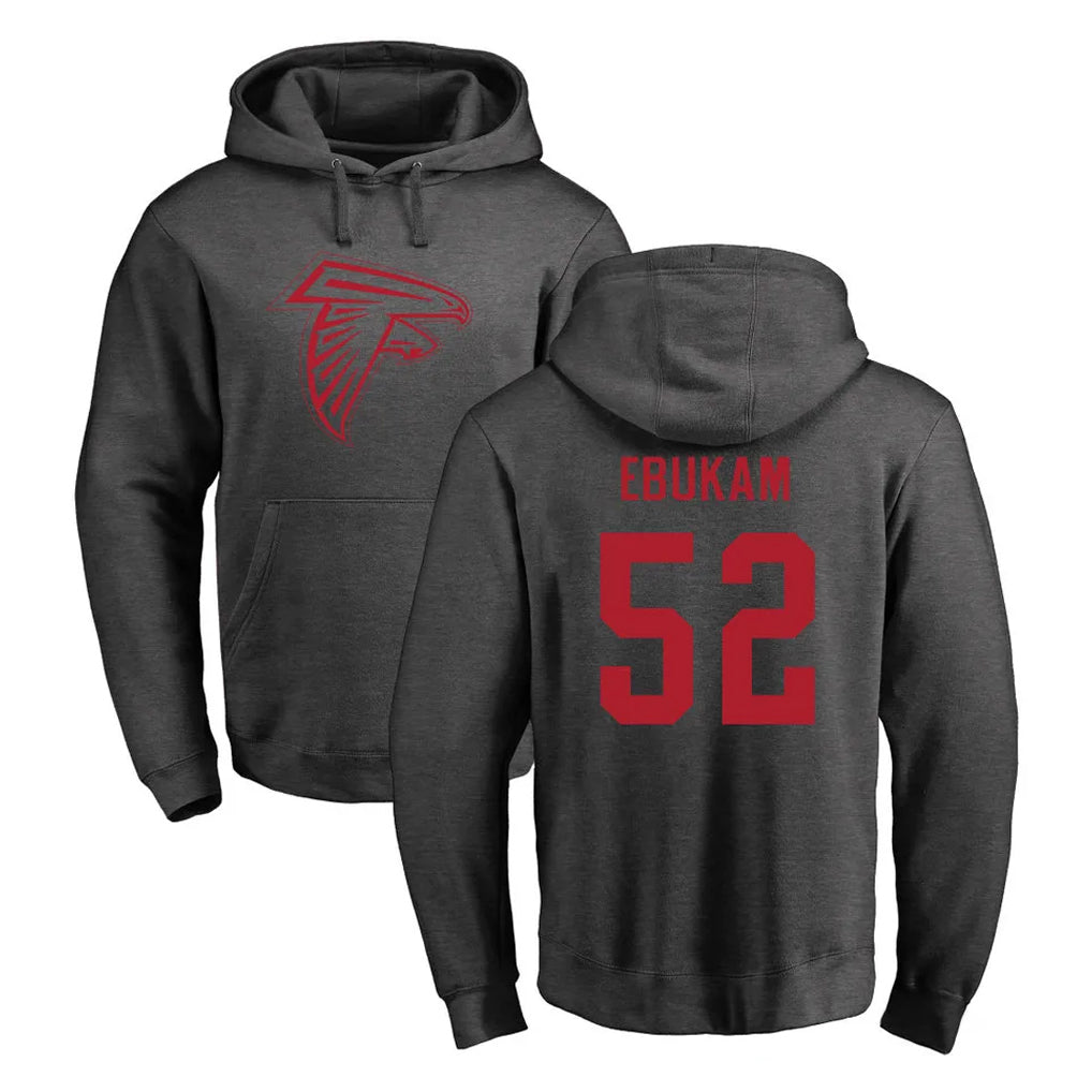 Ncoe A.Falcons #52 Samson Ebukam Player Gray Pullover Hoodies Home Game Stitched Jerseys