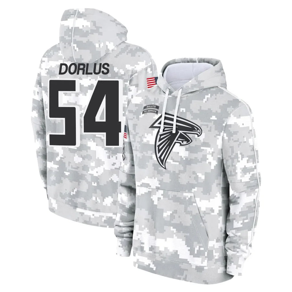 Ncoe A.Falcons #54 Brandon Dorlus Player Camo Arctic Salute to Service Hoodies Limited Stitched Jerseys