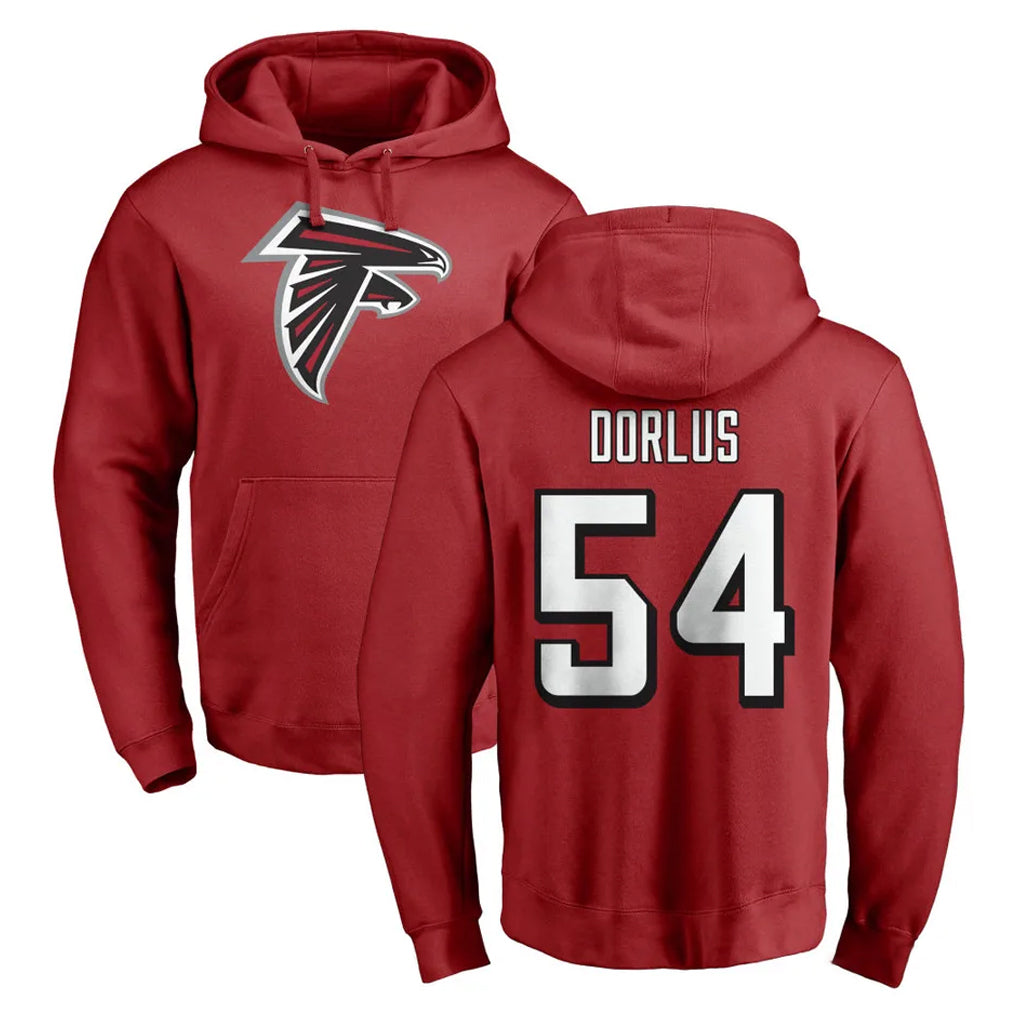 Ncoe A.Falcons #54 Brandon Dorlus Player Red Pullover Hoodies Home Game Stitched Jerseys
