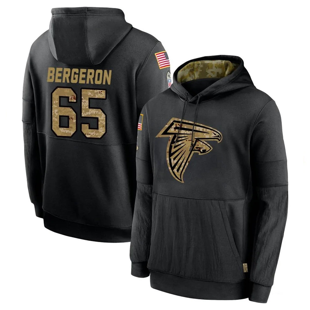 Ncoe A.Falcons #65 Matthew Bergeron Player Black Salute to Service Hoodies Game Stitched Jerseys