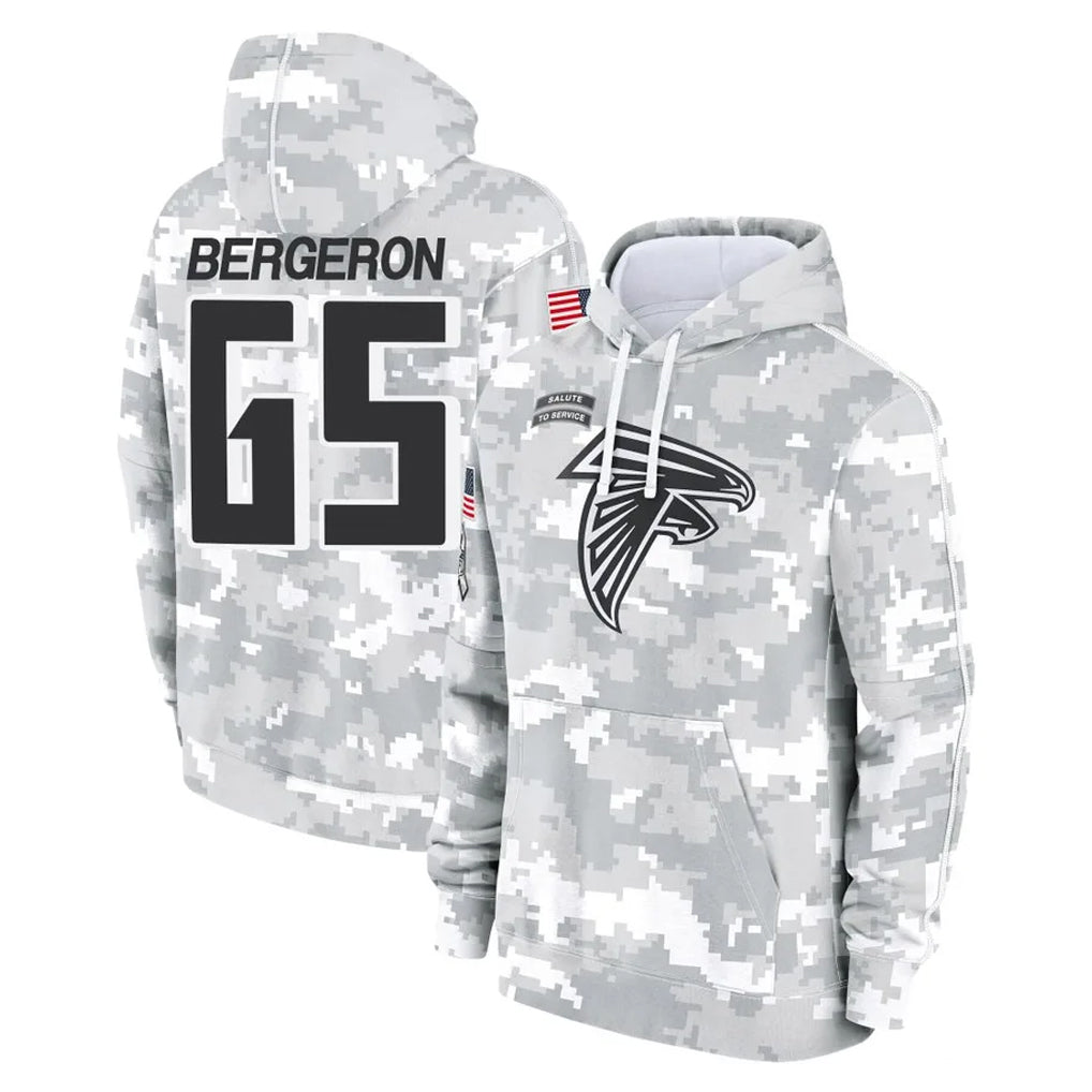Ncoe A.Falcons #65 Matthew Bergeron Player Camo Arctic Salute to Service Hoodies Limited Stitched Jerseys
