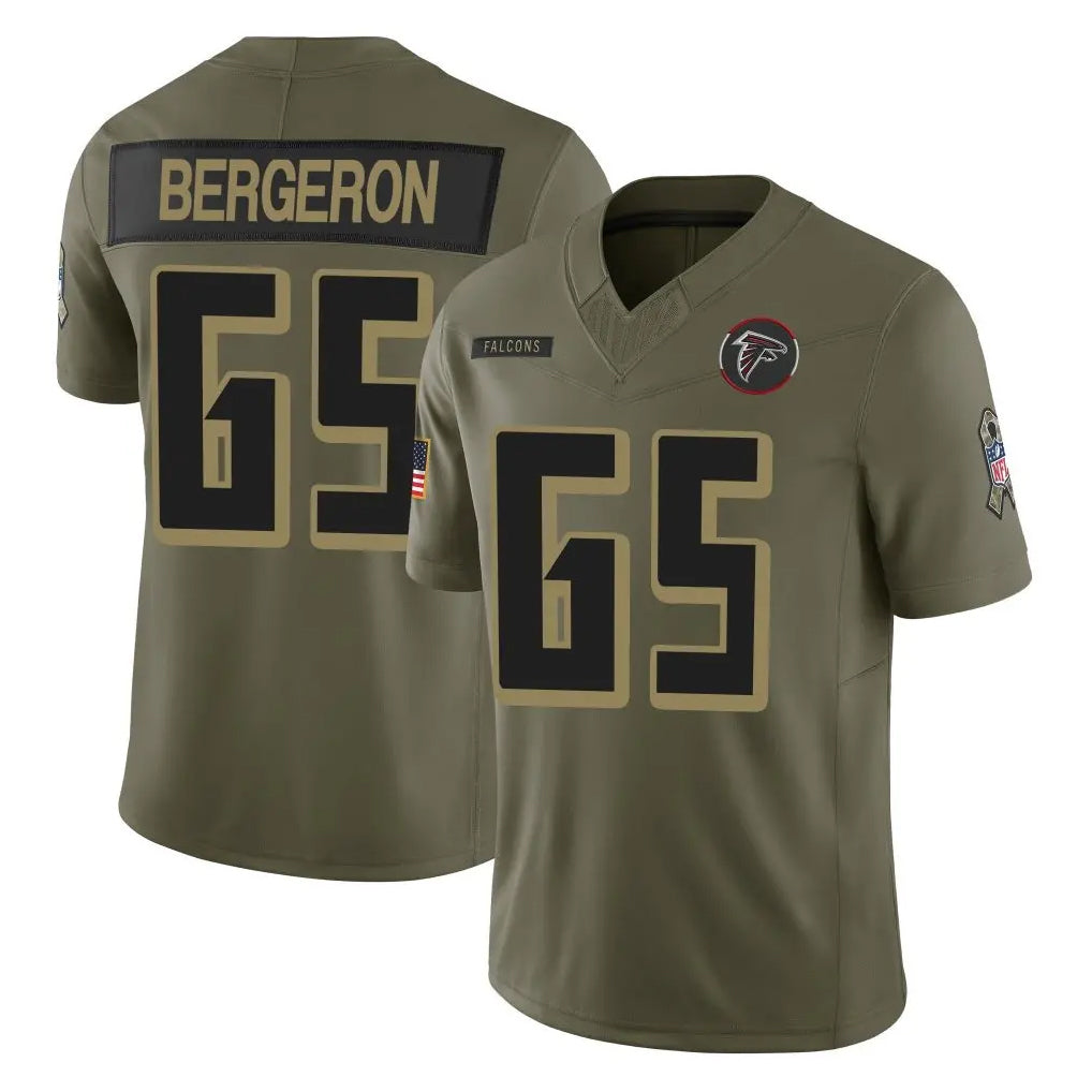 Ncoe A.Falcons #65 Matthew Bergeron Player Olive Salute To Service Limited Home Game Stitched Jerseys