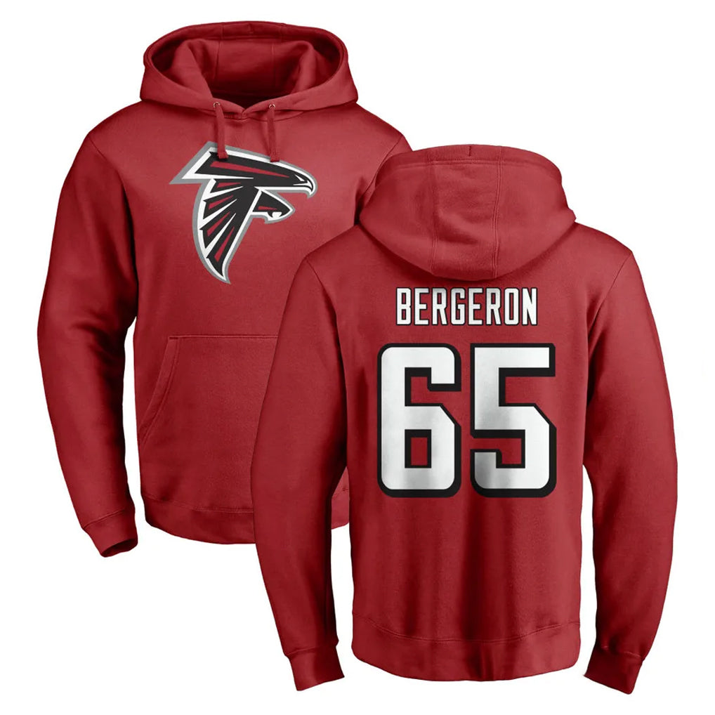 Ncoe A.Falcons #65 Matthew Bergeron Player Red Pullover Hoodies Home Game Stitched Jerseys