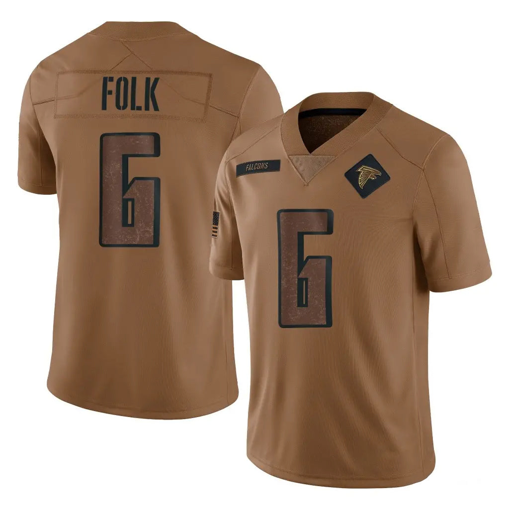Ncoe A.Falcons #6 Nick Folk Player Brown Salute To Service Limited Stitched Jerseys