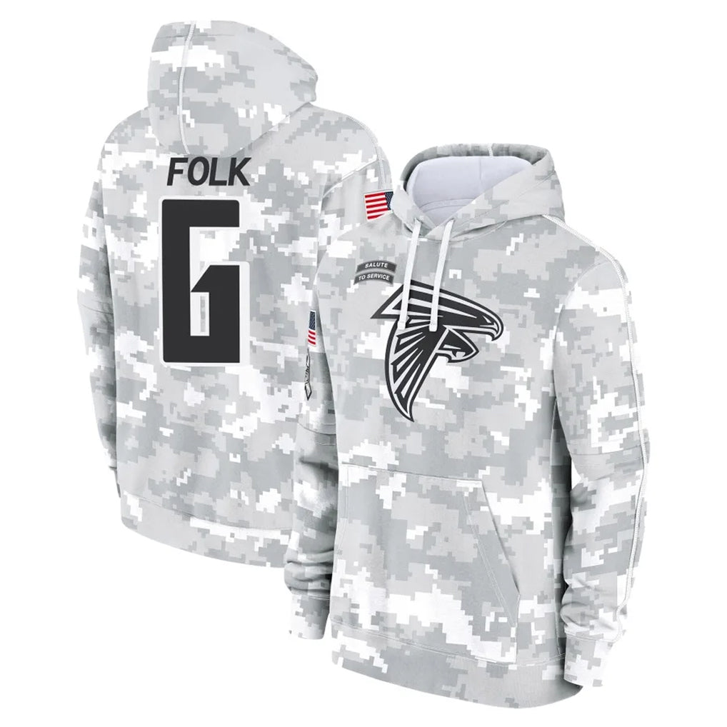 Ncoe A.Falcons #6 Nick Folk Player Camo Arctic Salute to Service Hoodies Limited Stitched Jerseys