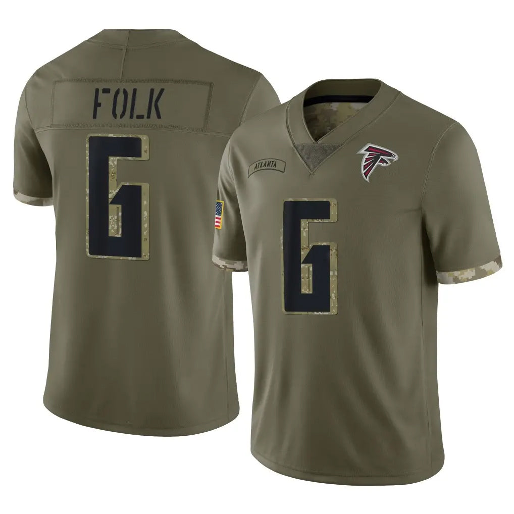 Ncoe A.Falcons #6 Nick Folk Player Olive Salute To Service Limited Stitched Jerseys