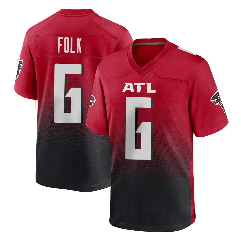 Ncoe A.Falcons #6 Nick Folk Player Red Home Game Stitched Jerseys