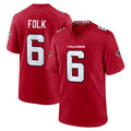 Ncoe A.Falcons #6 Nick Folk Player Red Team Color Home Game Stitched Jerseys