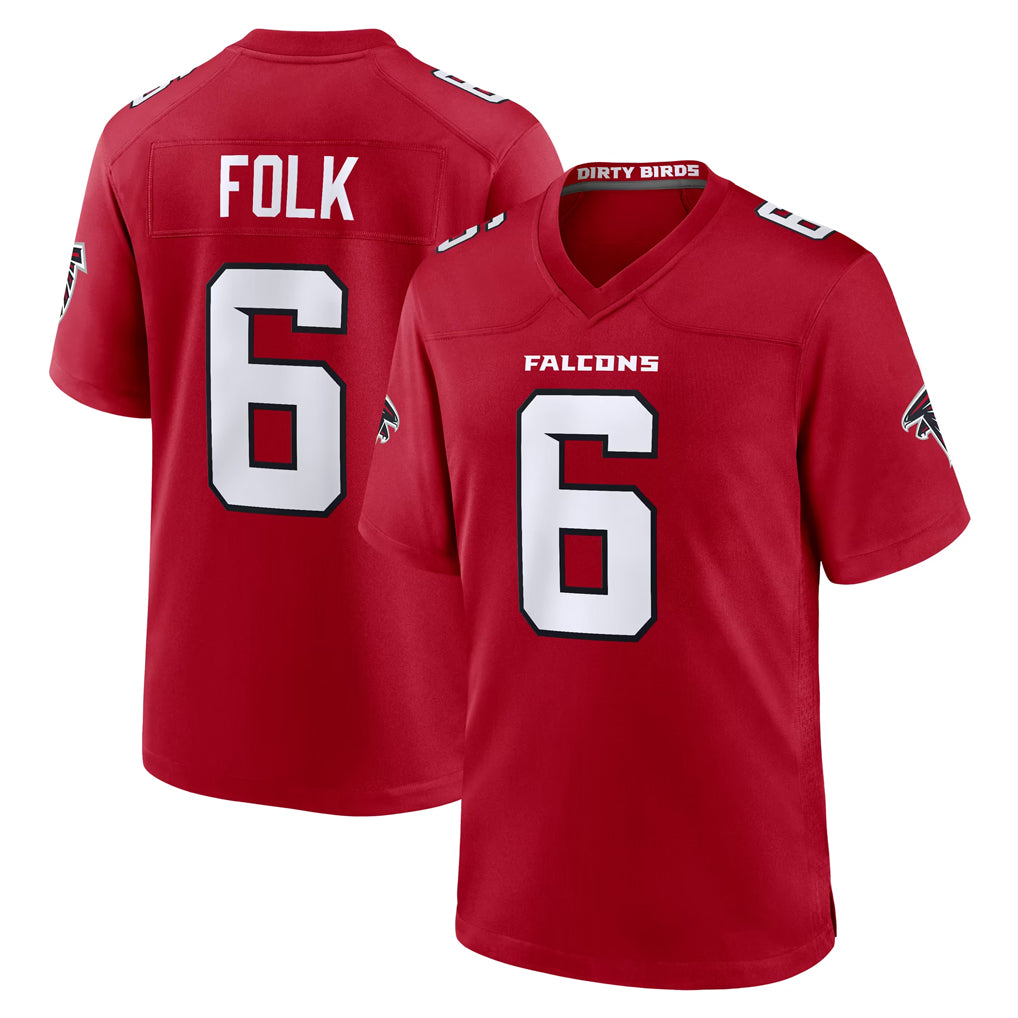 Ncoe A.Falcons #6 Nick Folk Player Red Team Color Home Game Stitched Jerseys