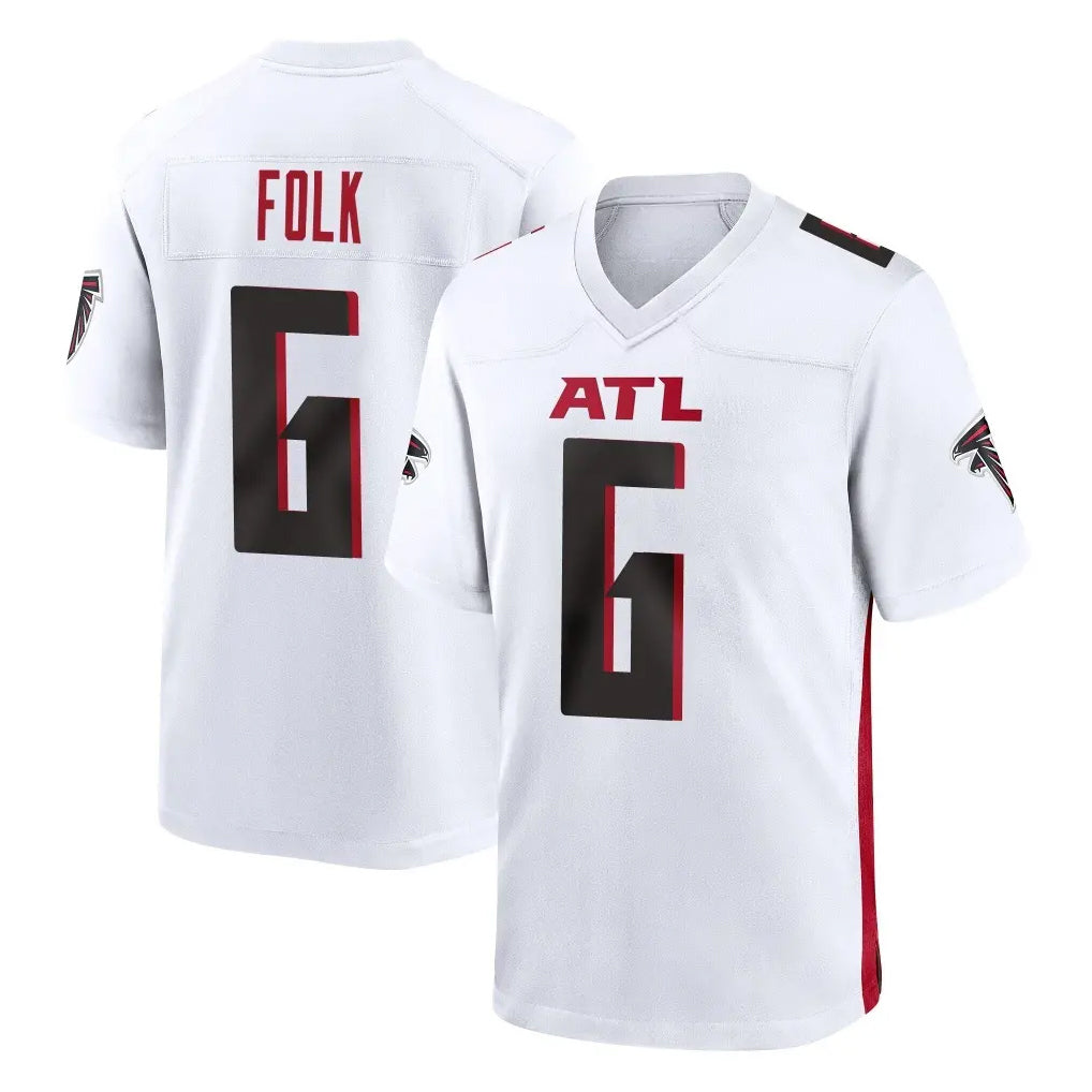Ncoe A.Falcons #6 Nick Folk Player White Home Game Stitched Jerseys