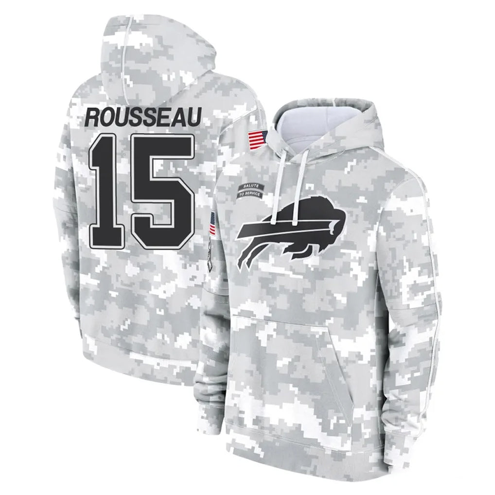 Ncoe B.Bills #15 Greg Rousseau Player Arctic Camo Salute to Service Hoodies Stitched Jerseys