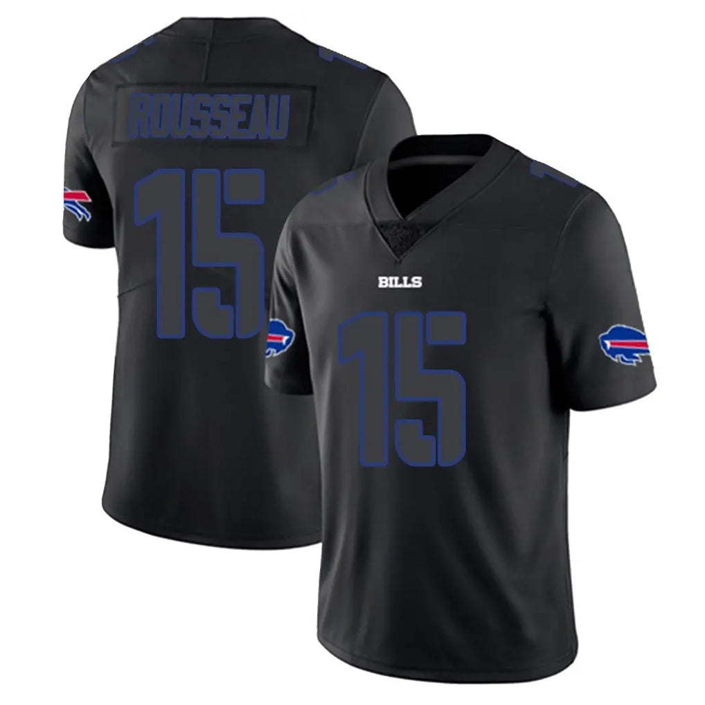 Ncoe B.Bills #15 Greg Rousseau Player Black Impact Limited Home Game Stitched Jerseys