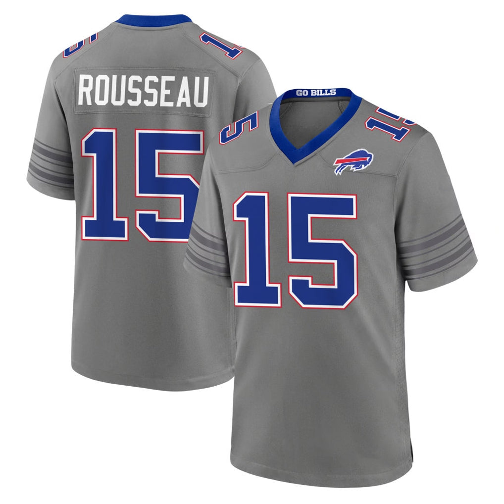 Ncoe B.Bills #15 Greg Rousseau Player Gray Nickel City Home Game Stitched Jerseys