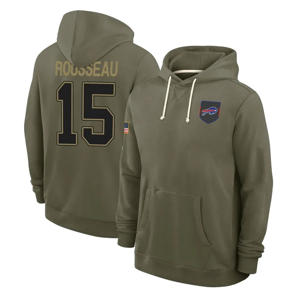 Ncoe B.Bills #15 Greg Rousseau Player Olive 2025 Salute to Service Hoodies Stitched Jerseys