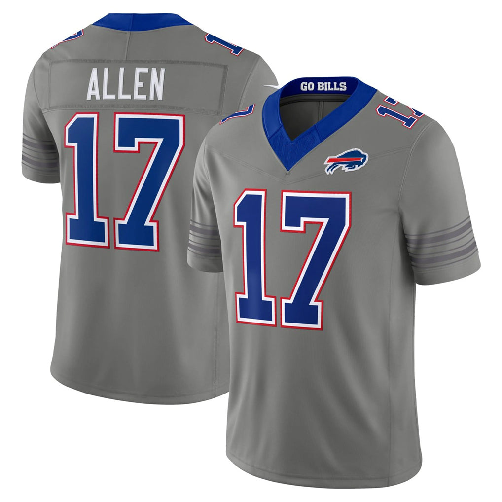 Ncoe B.Bills #17 Josh Allen Player Gray Nickel City Limited Home Game Stitched Jerseys