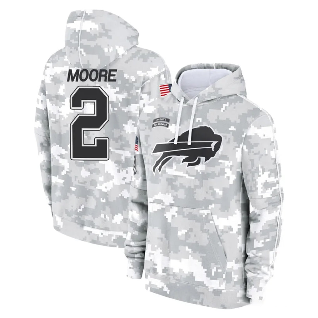 Ncoe B.Bills #2 DJ Moore Player Arctic Camo Salute to Service Hoodies Stitched Jerseys