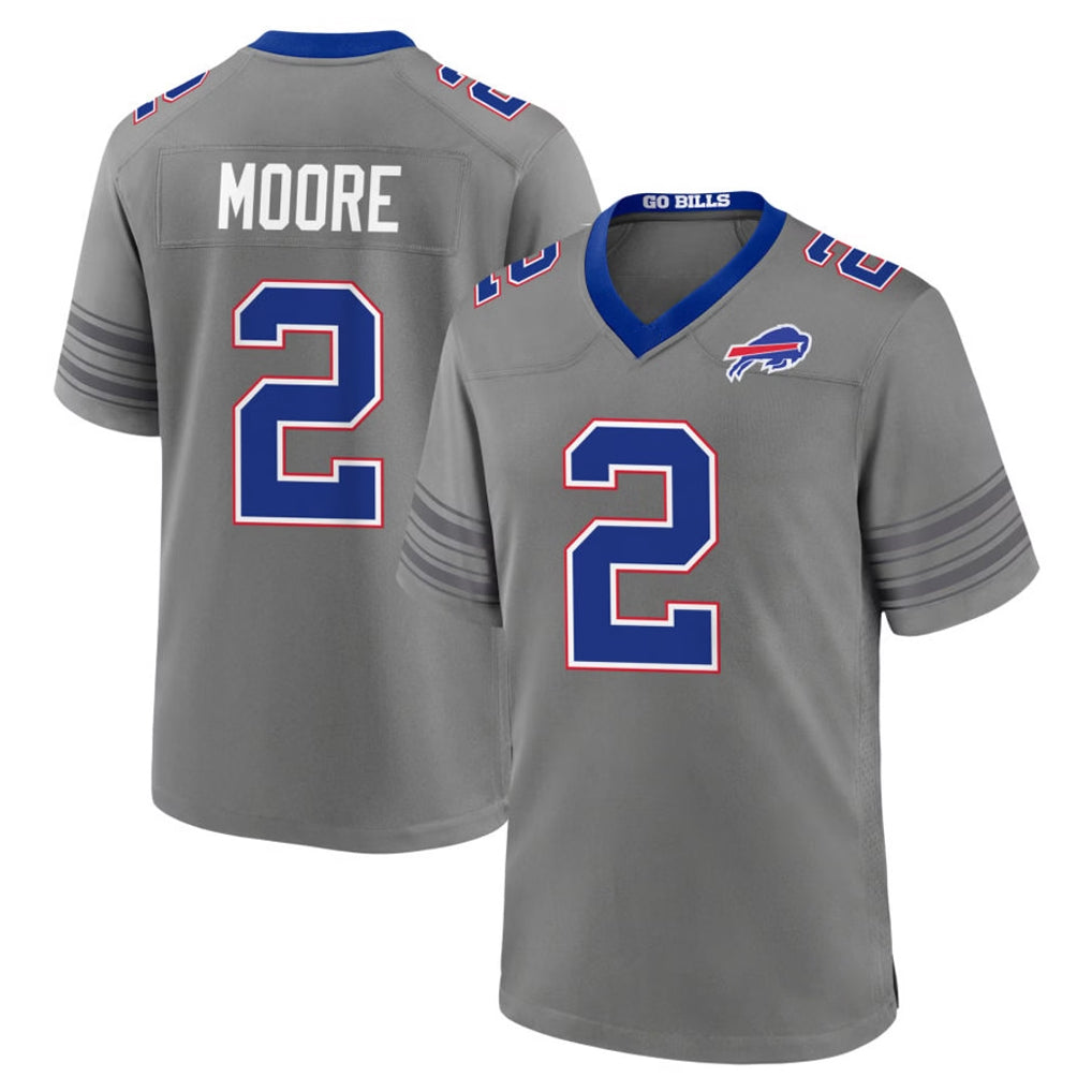 Ncoe B.Bills #2 DJ Moore Player Gray Nickel City Home Game Stitched Jerseys