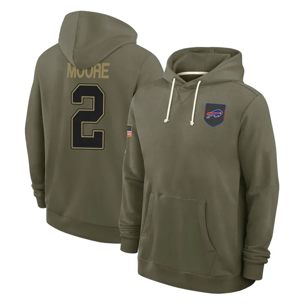 Ncoe B.Bills #2 DJ Moore Player Olive 2025 Salute to Service Hoodies Stitched Jerseys