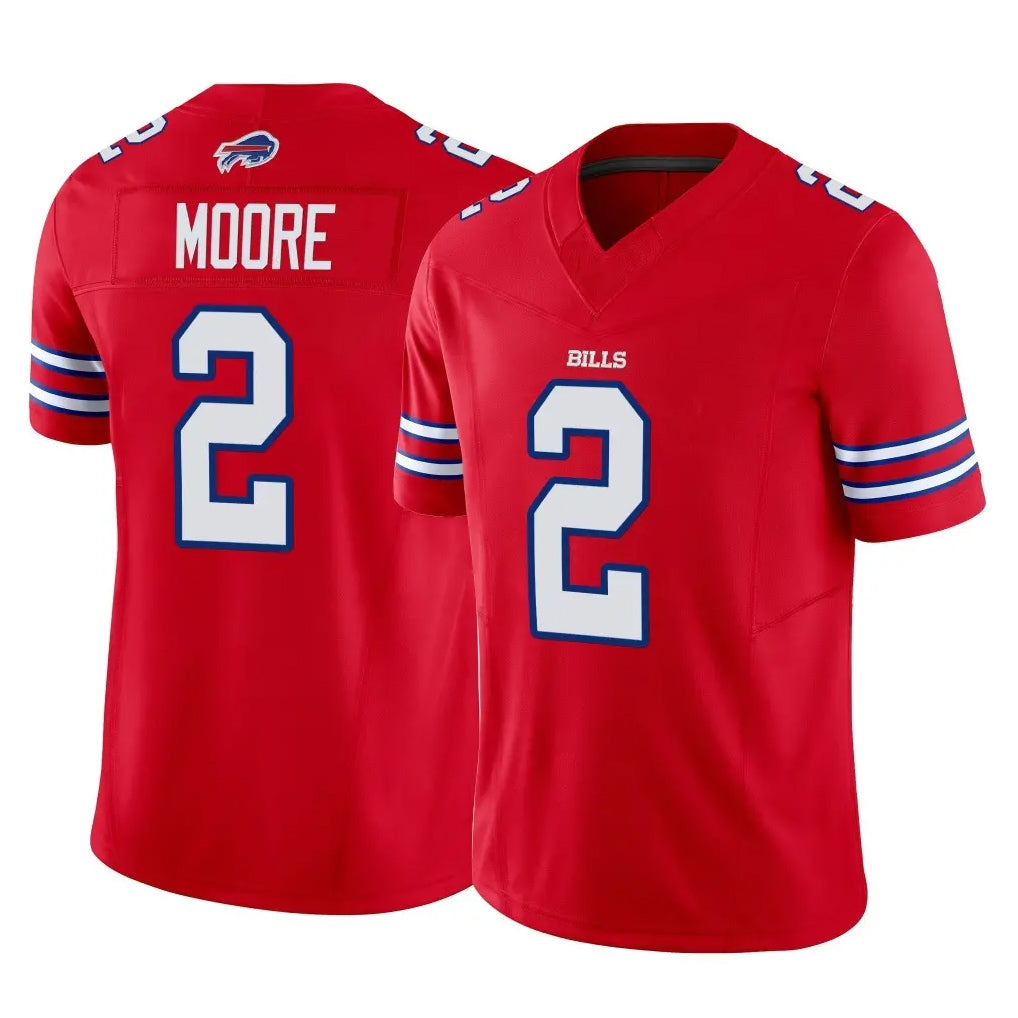 Ncoe B.Bills #2 DJ Moore Player Red Vapor F.U.S.E. Jersey Limited Home Game Stitched Jerseys