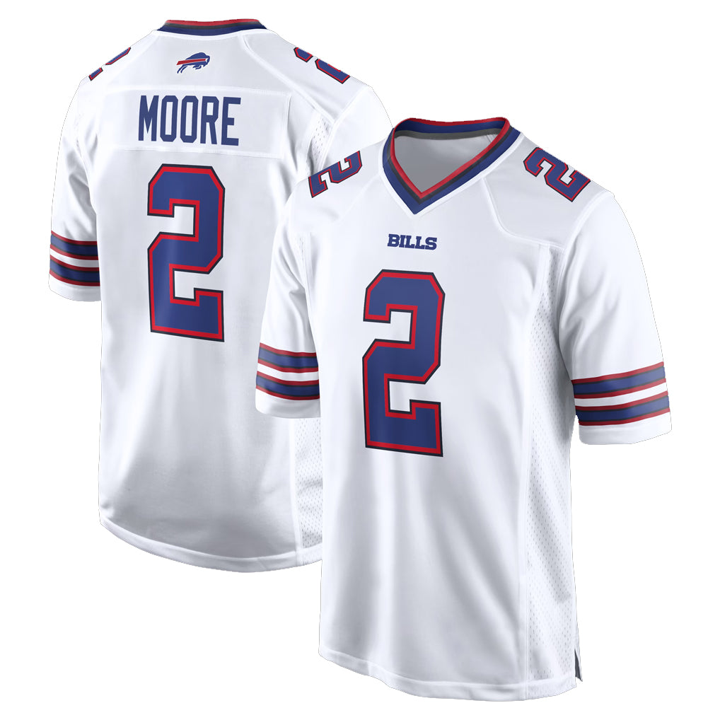 Ncoe B.Bills #2 DJ Moore Player White Home Game Stitched Jerseys