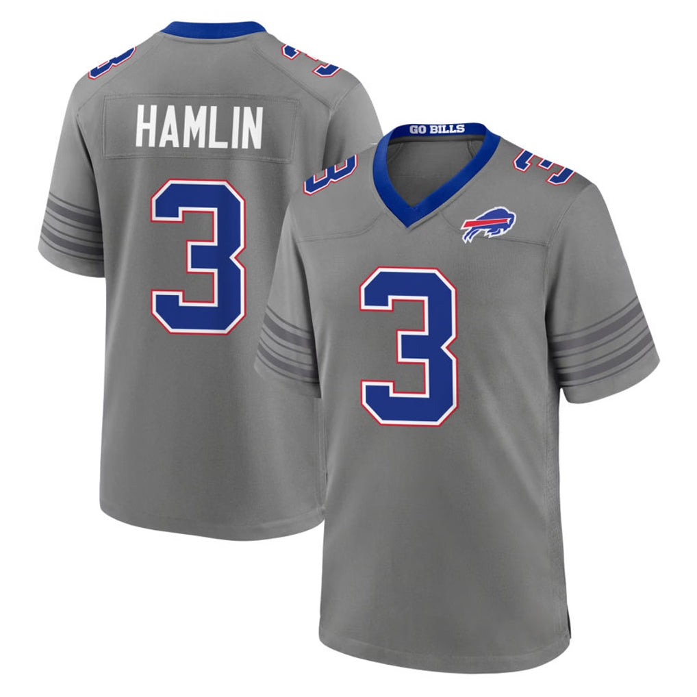 Ncoe B.Bills #3 Damar Hamlin Player Gray Nickel City Home Game Stitched Jerseys