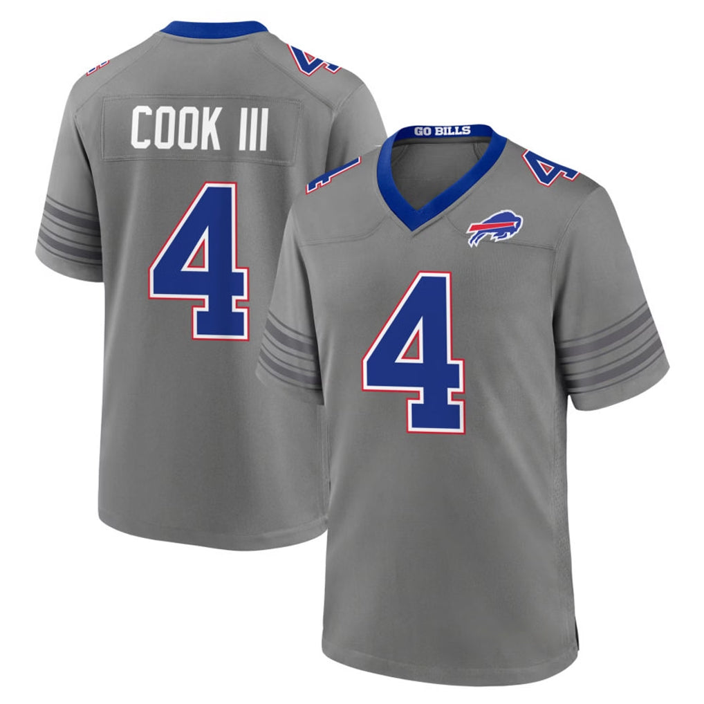 Ncoe B.Bills #4 James Cook III Player Gray Nickel City Home Game Stitched Jerseys